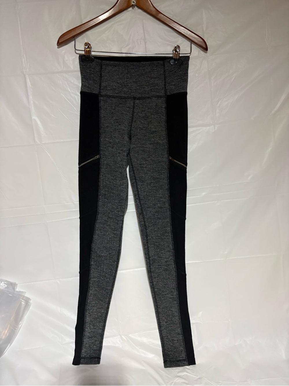Athleta Gray Heather & Black High-Waist Performance Leggings